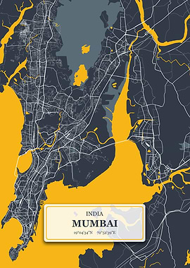 Mumbai India City Map with