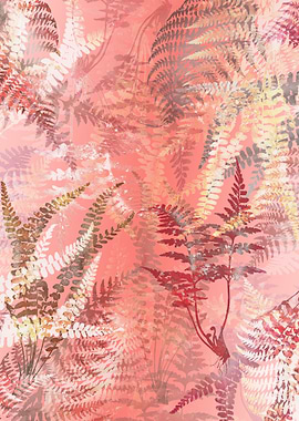 Elegant Coral Gold Ferns