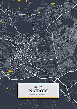Nairobi Kenya City Map