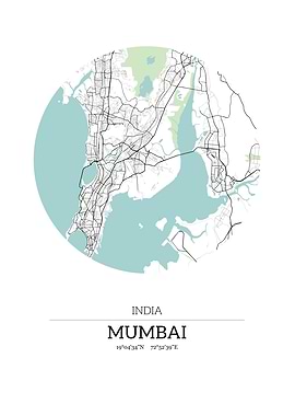 Mumbai India City Map with