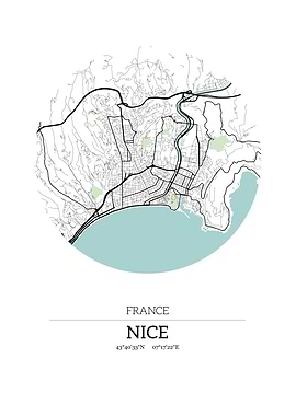 Nice France City Map with