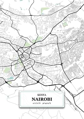 Nairobi Kenya City Map wit