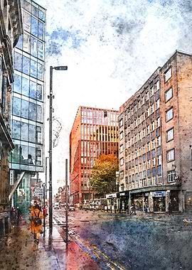 Manchester city watercolor