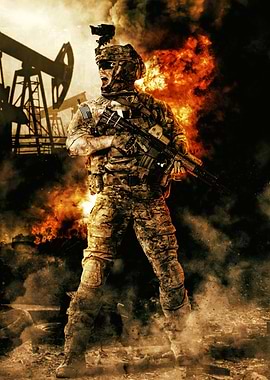 Army soldier in action