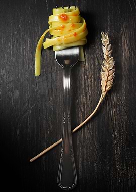 Fork with fettuccine