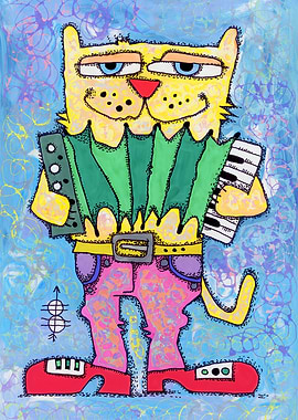 Cat with accordion