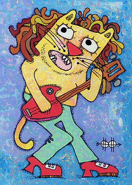 Cat with electric guitar