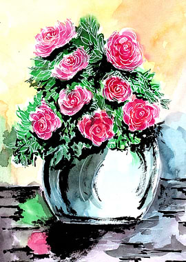 Red Peonies In A Vase