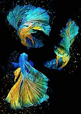 Three Angel Betta Fish