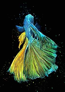 Elegant Blue Betta Fish