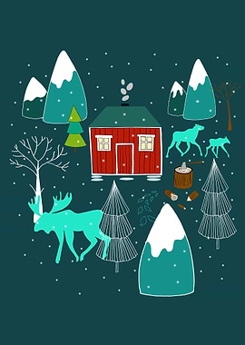 Norway moose in the winter