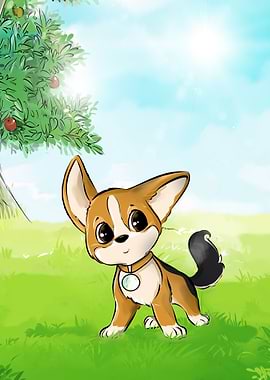 brown cute dog cartoon