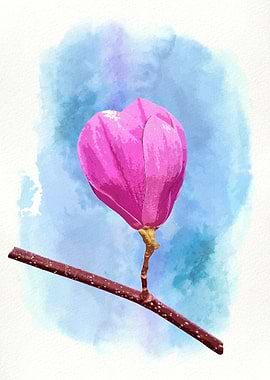 Painting flower on branch