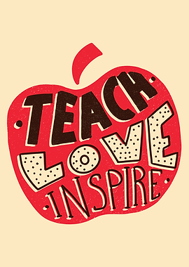 Teacher apple lettering