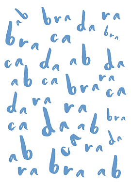 Abracadabra Blue On White