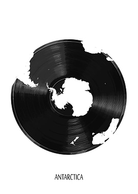 Antarctica map on vinyl