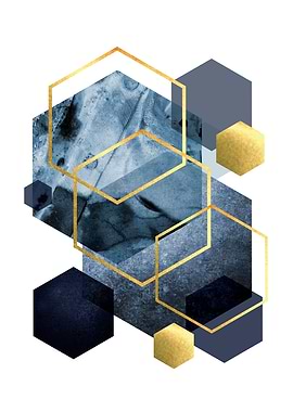 Hexagonal Blue and Gold