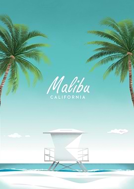 Malibu CA travel poster