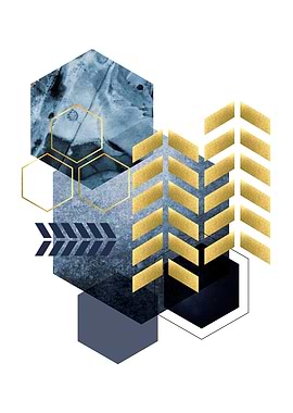 Hexagonal Blue and Gold