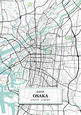 Osaka Japan City Map