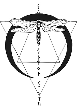 Dragonfly with skull