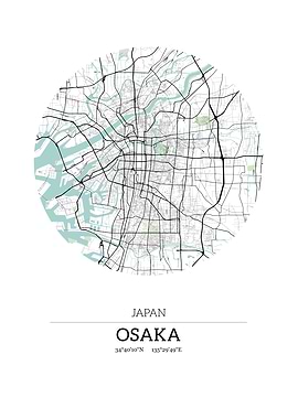 Osaka Japan City Map
