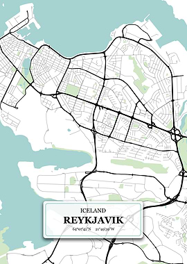 Reykjavik Iceland City Map