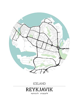 Reykjavik Iceland City Map