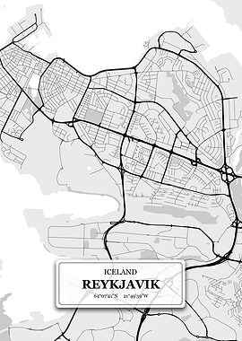 Reykjavik Iceland City Map