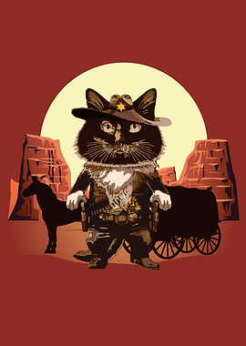Cowboy Cat Illusrtation