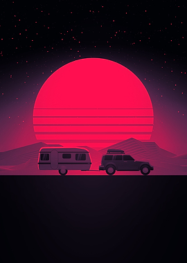 Sunset Car Trailer Drive