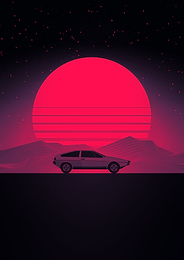 Sunset Future Car Drive