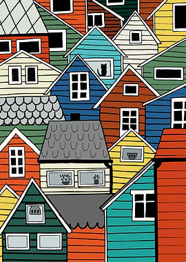 Colourful wooden houses