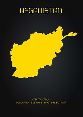 MAP ART AFGANISTAN GOLD