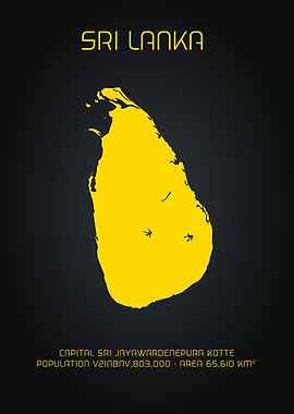 MAP ART SRI LANKA GOLD