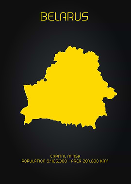 MAP ART BELARUS GOLD