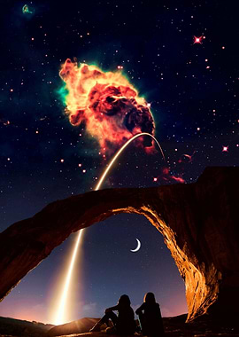 Friends under Sky Space