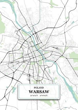 Warsaw Poland City Map
