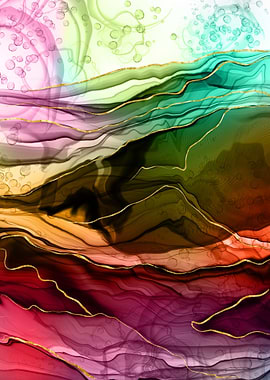 Alcohol ink art with gold