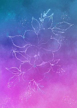 flower line watercolor