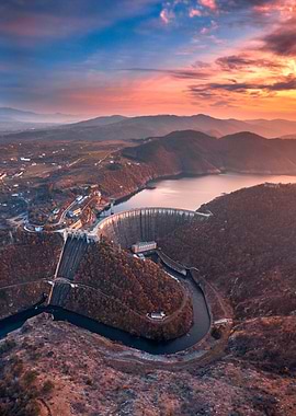 Sunset over Kardjali dam