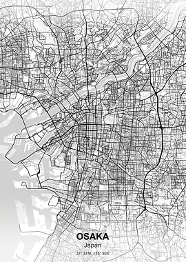 osaka japan city map