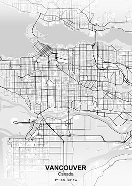 vancouver city map white