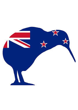 New Zealand Flag With Kiwi