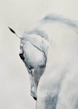 White Horse Watercolor