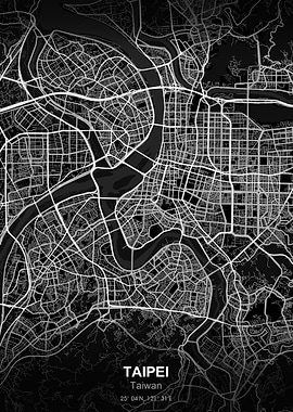 taipei city map black