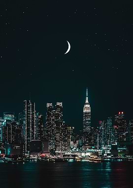 Moon over the city