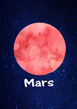 watercolor mars planet