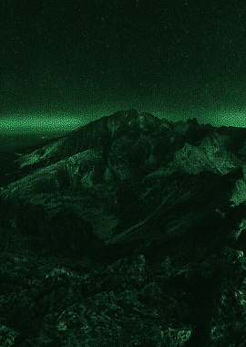 Night embraces mountain