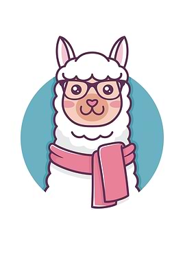 Cute Kawaii Hipster Llama